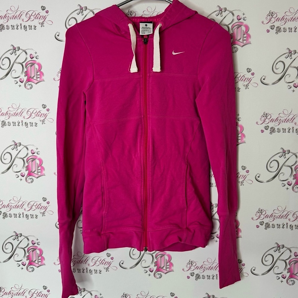 Nike sweater zip up comfy pockets Women's Fuchsia Full-Zip Hoodie
